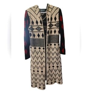 Paper Crane Long Cardigan Sweater Black and White